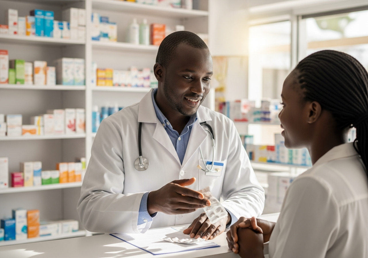 Pharmacist consulting with a patient